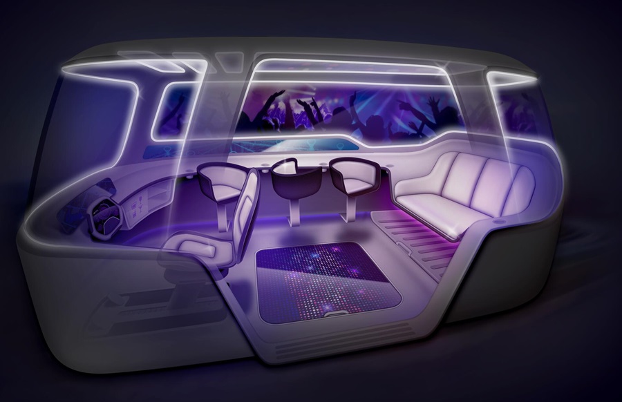 Modernly equipped vehicle interior